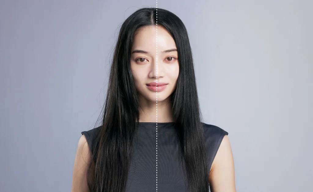 コームモードのBefore（左）、After（右）を比較した写真