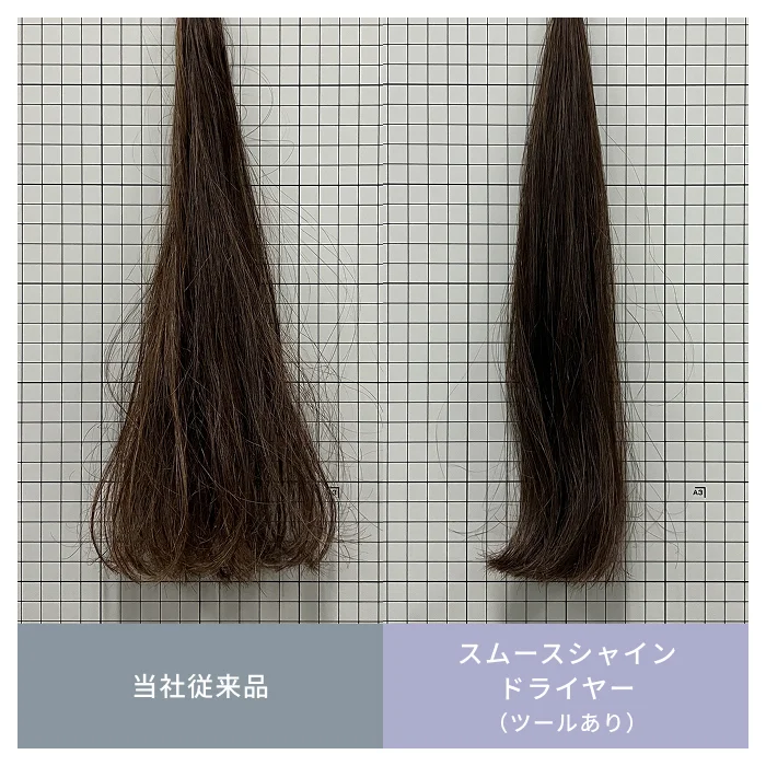 スムースシャイン スマートドライヤーで髪の広がりを抑えた様子